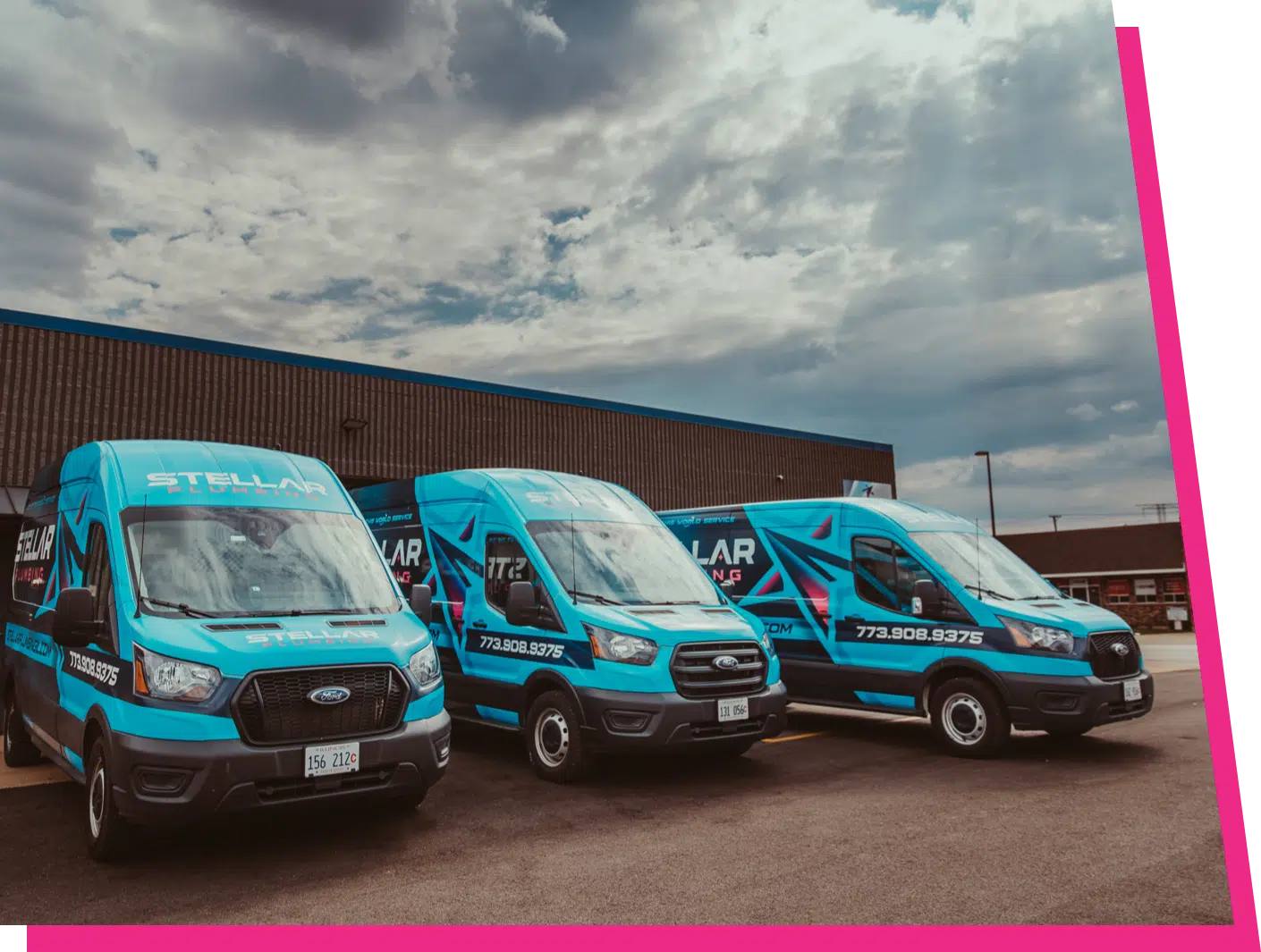 Stellar Plumbing fleet vans in Elk Grove.